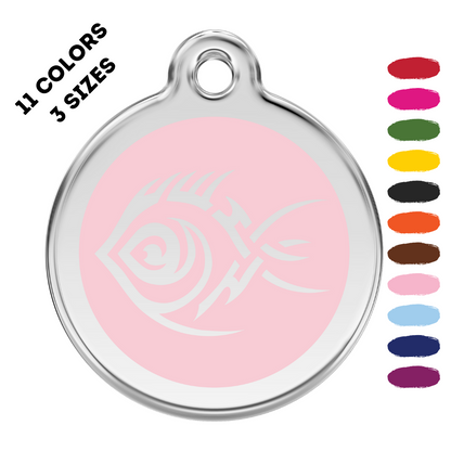 Tribal Fish Stainless Steel And Enamel Light Pink Pet ID Tag
