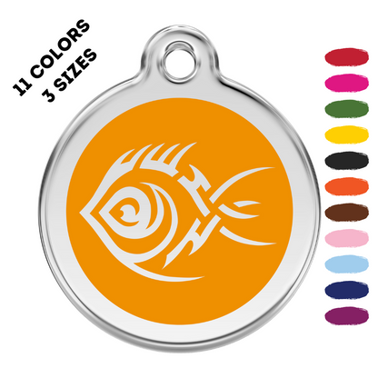 Tribal Fish Stainless Steel And Enamel Orange Pet ID Tag