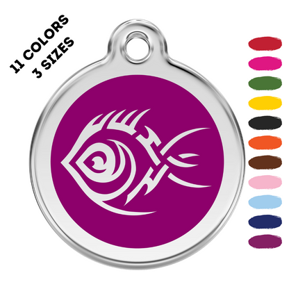 Tribal Fish Stainless Steel And Enamel Purple Pet ID Tag