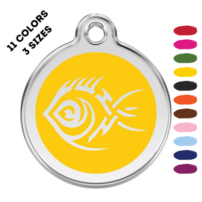 Tribal Fish Stainless Steel And Enamel Yellow Pet ID Tag