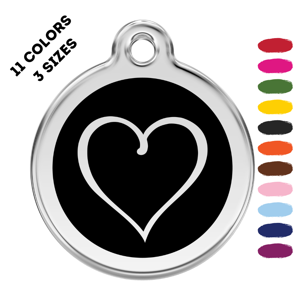 Tribal Heart Stainless Steel And Enamel Black Pet ID Tag