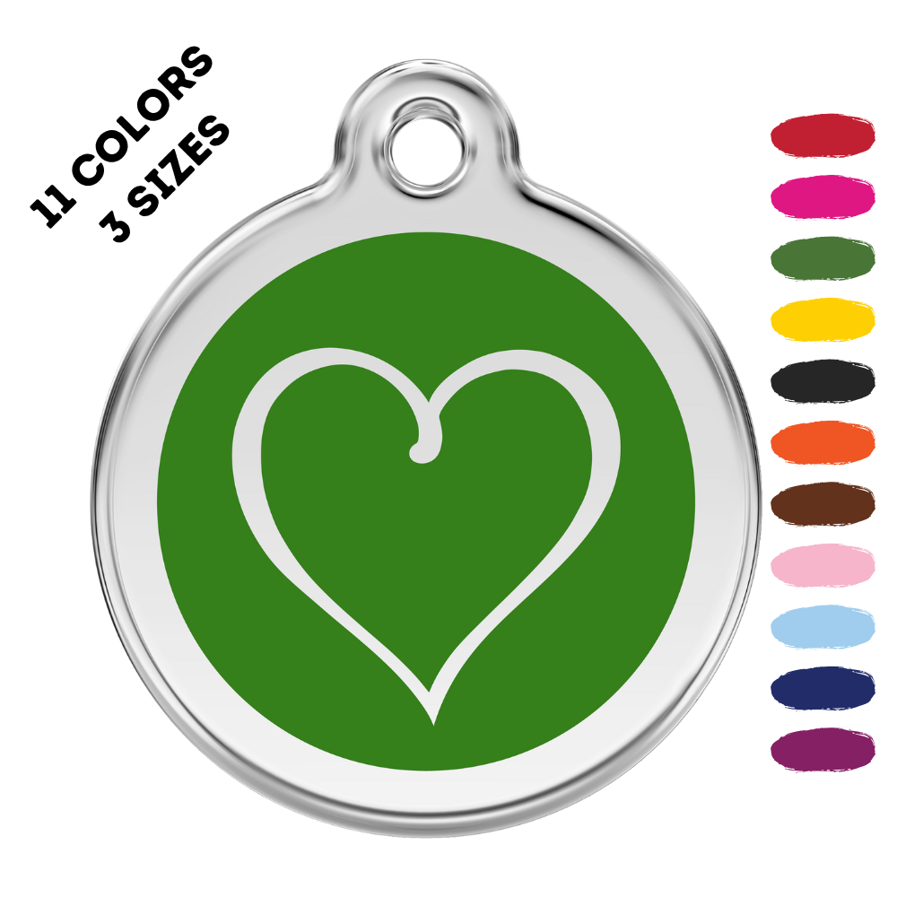 Tribal Heart Stainless Steel And Enamel Green Pet ID Tag