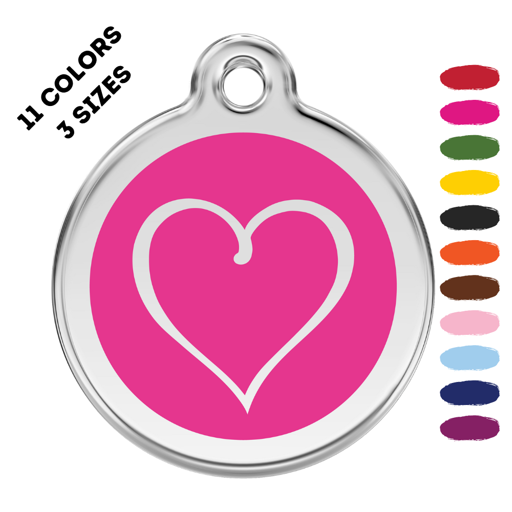 Tribal Heart Stainless Steel And Enamel Hot Pink Pet ID Tag