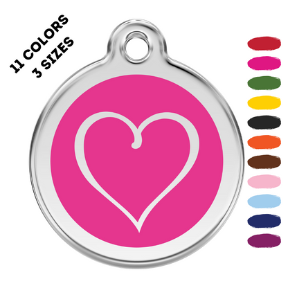 Tribal Heart Stainless Steel And Enamel Hot Pink Pet ID Tag