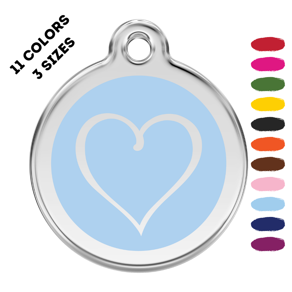 Tribal Heart Stainless Steel And Enamel Light Blue Pet ID Tag