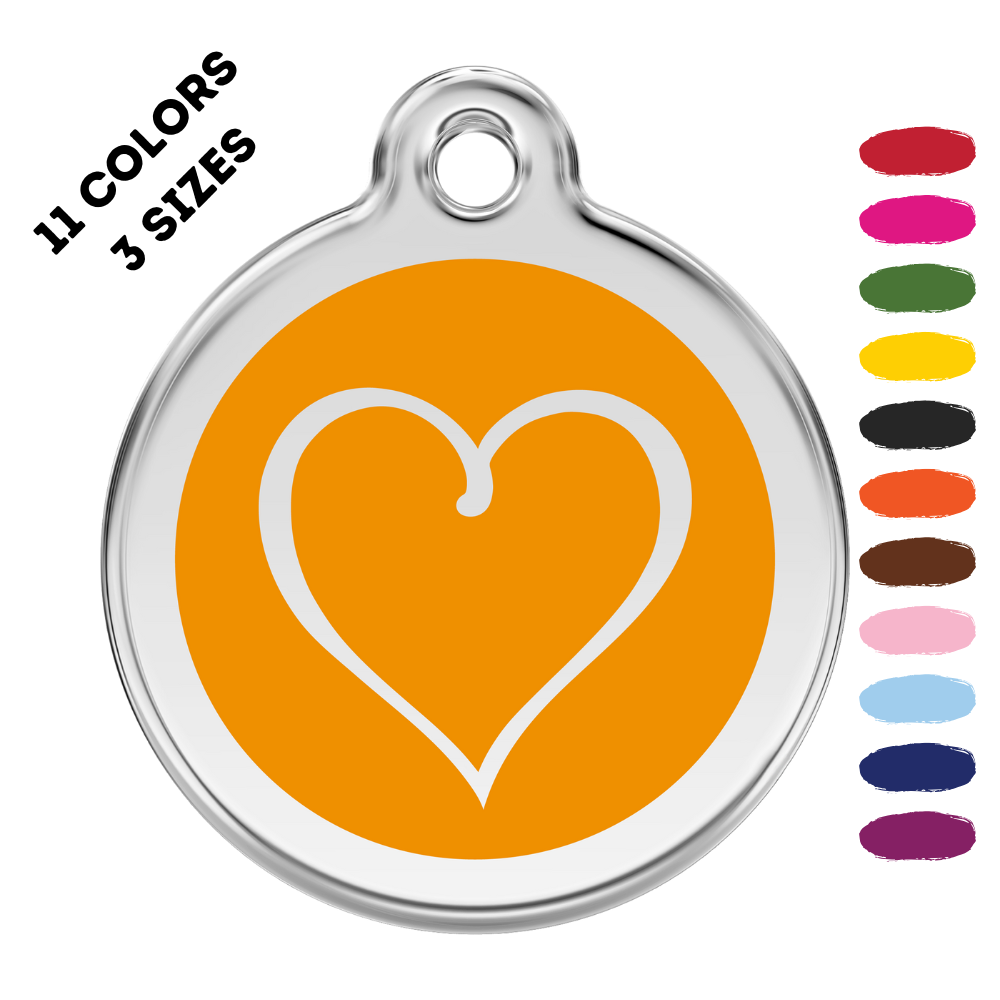 Tribal Heart Stainless Steel And Enamel Orange Pet ID Tag