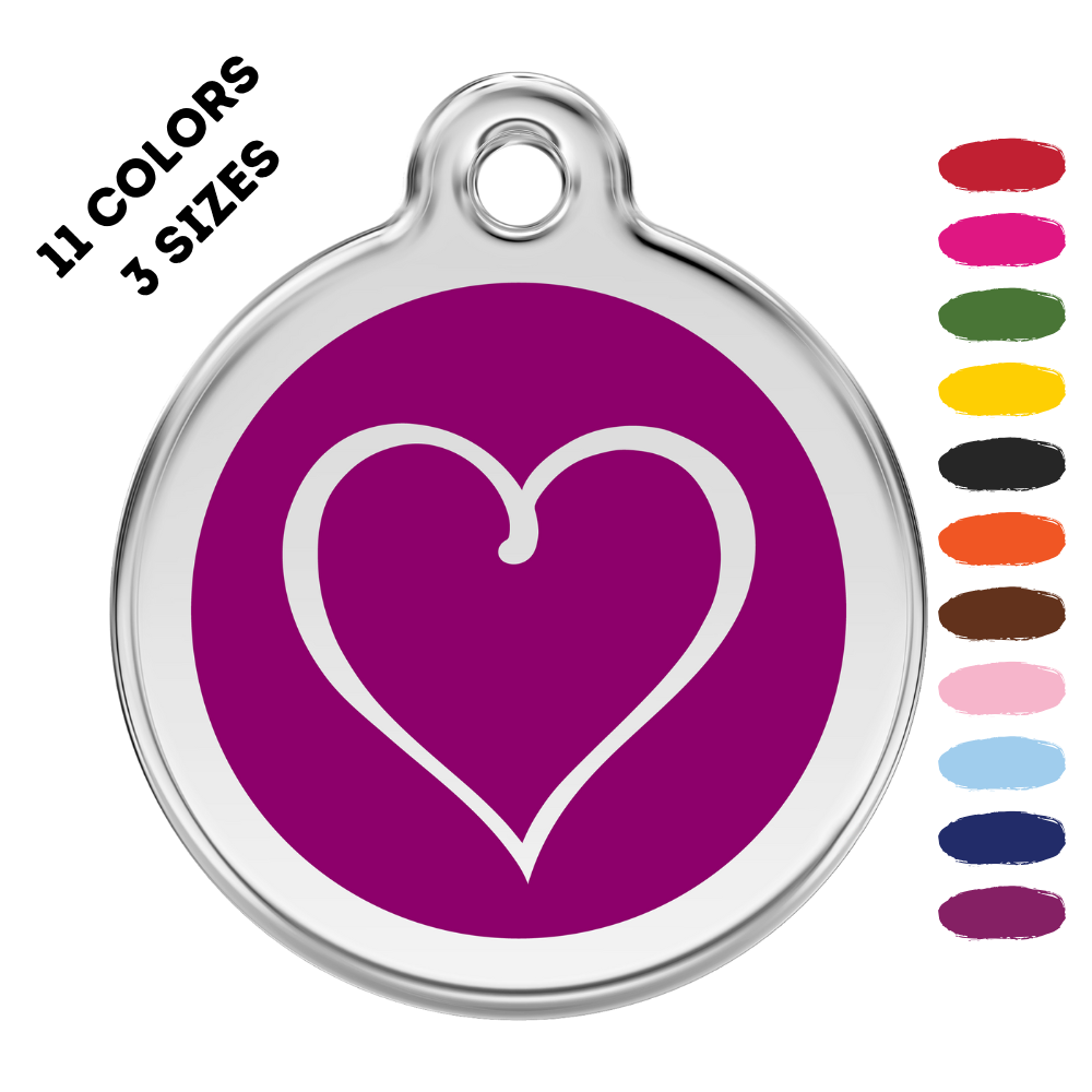 Tribal Heart Stainless Steel And Enamel Purple Pet ID Tag