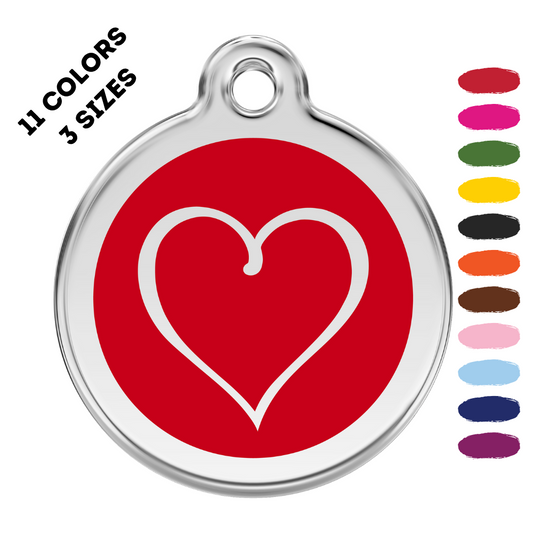 Tribal Heart Stainless Steel And Enamel Red Pet ID Tag