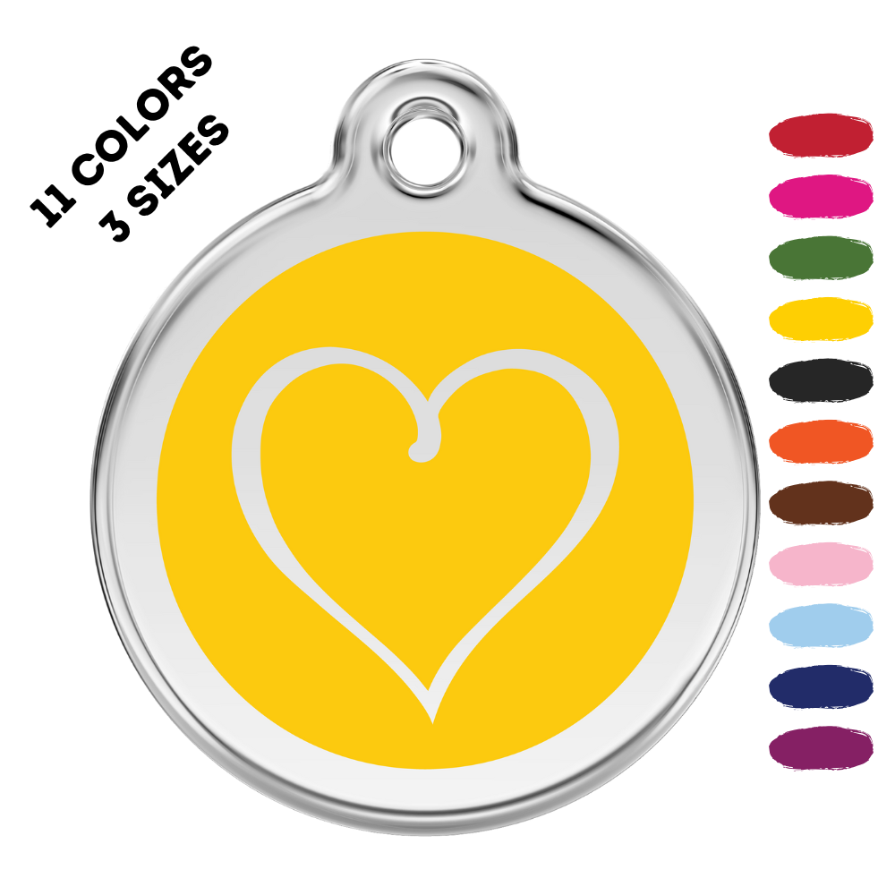 Tribal Heart Stainless Steel And Enamel Yellow Pet ID Tag